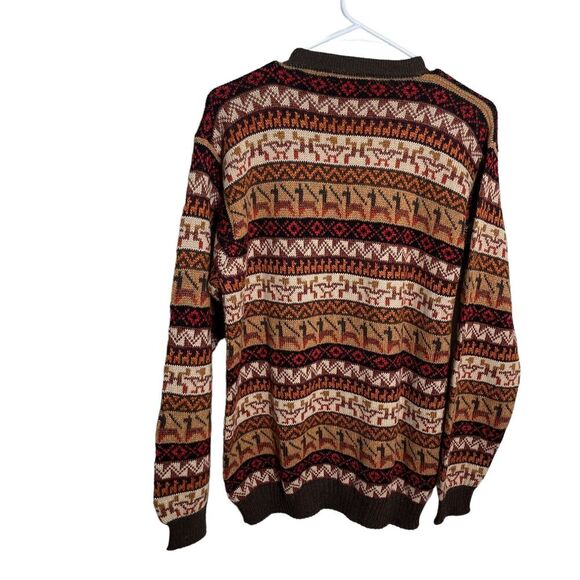Inka Maki Sweater Men's Medium Pullover Alpaca Wool Printed Grandpa - Picture 3 of 9